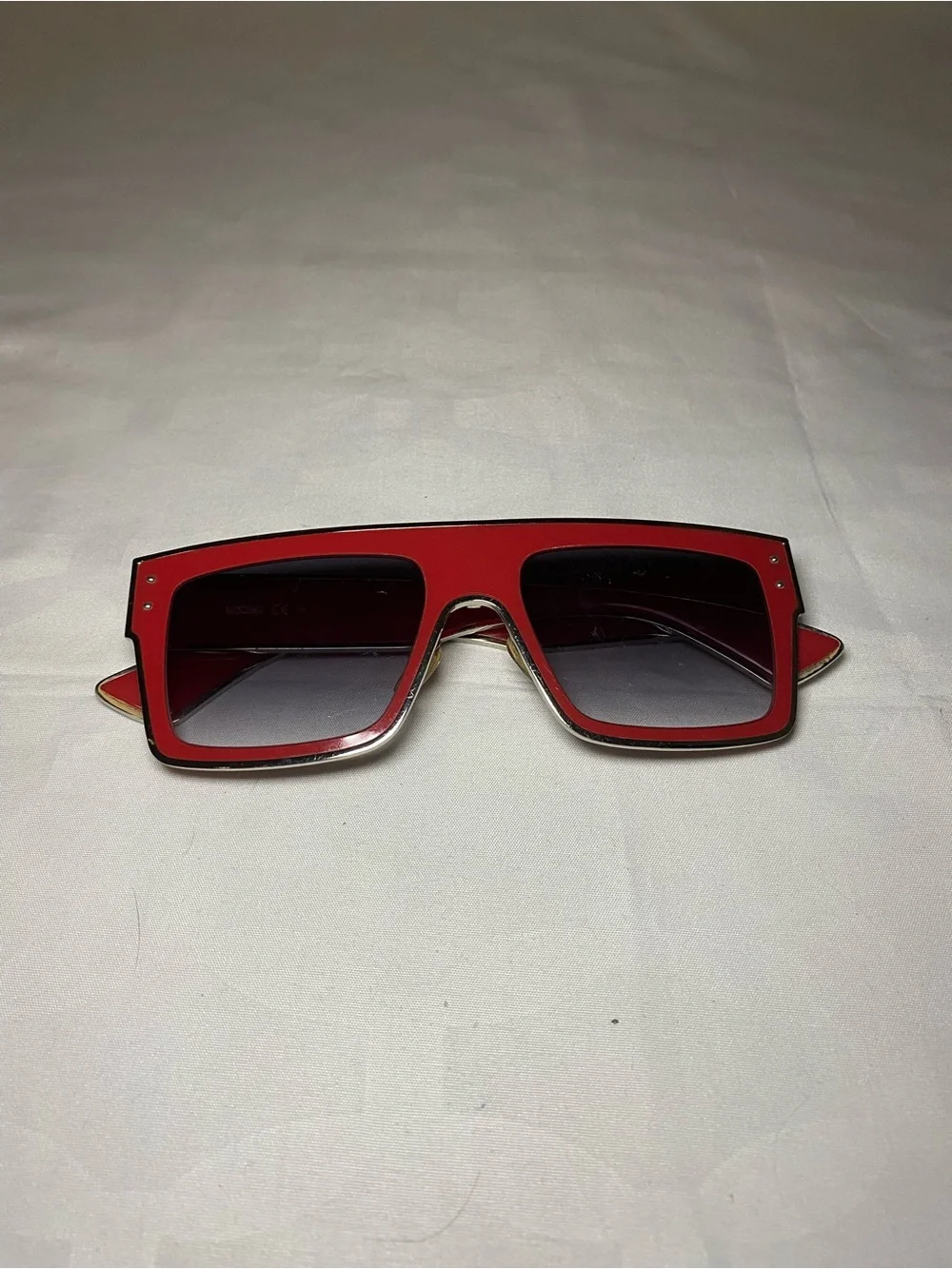 Moschino Red and Black Oversized Square Sunglasses